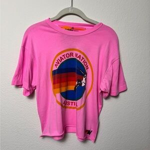 Pink Aviator Nation Cropped Tee